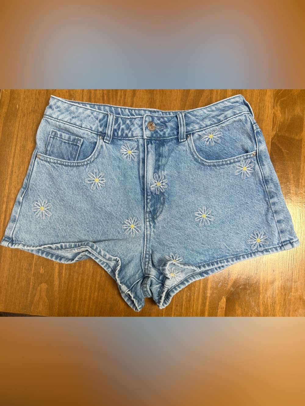 Pacsun Light Blue Daisy Embroidered Denim Shorts - Women's Size 27